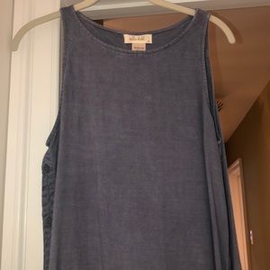 Bella Dahl Grey Blue Dress with Fringe Bottom